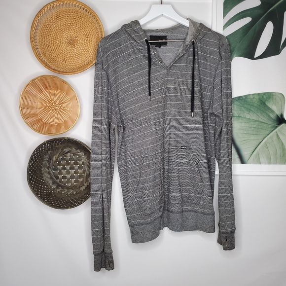 Hurley Other - Hurley Men's Striped Hoodie Gray Beachy Lagenlook